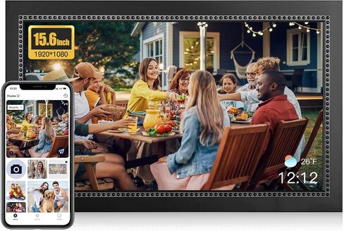 15.6" Large Digital Picture Frame,WiFi Digital Photo Frame 32GB,1920x1080 IPS HD Touchscreen,Auto-Rotate, Easy to Share Photos and Videos Instantly via APP in Saudi Arabia