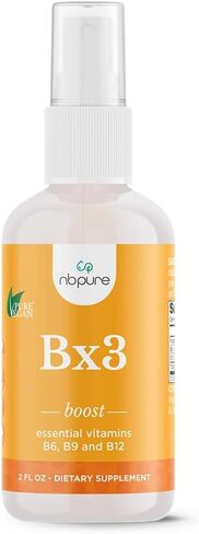 رذاذ فيتامين ب السائل nbpure Bx3 النباتي النقي، الفيتامينات الأساسية B6، B9 وB12، 2 أونصة سائلة in Kuwait