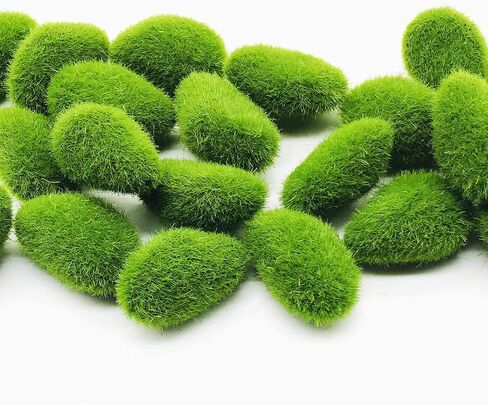 Woohome 24 PCS Artificial Moss Rocks Decorative and Artificial Succulent Plants Set, 20 PCS Fake Moss Decor and 4 PCS Green Fake Succulent for Floral Arrangements, Fairy Gardens and Crafting in Saudi Arabia
