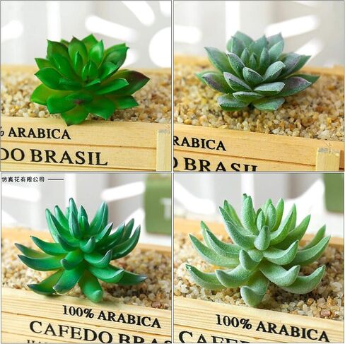 Woohome 24 PCS Artificial Moss Rocks Decorative and Artificial Succulent Plants Set, 20 PCS Fake Moss Decor and 4 PCS Green Fake Succulent for Floral Arrangements, Fairy Gardens and Crafting in Saudi Arabia