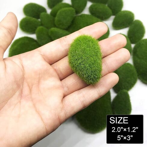 Woohome 24 PCS Artificial Moss Rocks Decorative and Artificial Succulent Plants Set, 20 PCS Fake Moss Decor and 4 PCS Green Fake Succulent for Floral Arrangements, Fairy Gardens and Crafting in Saudi Arabia