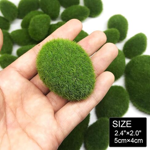 Woohome 24 PCS Artificial Moss Rocks Decorative and Artificial Succulent Plants Set, 20 PCS Fake Moss Decor and 4 PCS Green Fake Succulent for Floral Arrangements, Fairy Gardens and Crafting in Saudi Arabia