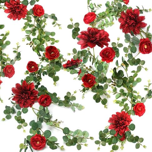 Eucalyptus Garlands, Flower Garland, Wedding Arch Flowers, Floral Swag for Wedding Christmas Decoration Table Backdrop Arch Wall Party Home Bedroom Décor (Pink) in Saudi Arabia