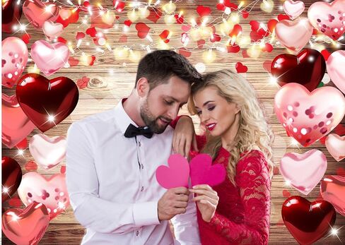 CYLYH 8x6ft Valentine's Day Backdrop Rustic Wood Backdrop Red Love Heart Valentine's Day Backdrops Photography Mother's Day Backdrops Party Bridal Shower Kid Birthday Party Decor Banner D851 in Saudi Arabia