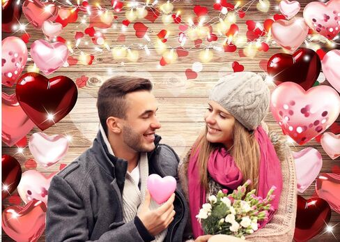 CYLYH 8x6ft Valentine's Day Backdrop Rustic Wood Backdrop Red Love Heart Valentine's Day Backdrops Photography Mother's Day Backdrops Party Bridal Shower Kid Birthday Party Decor Banner D851 in Saudi Arabia