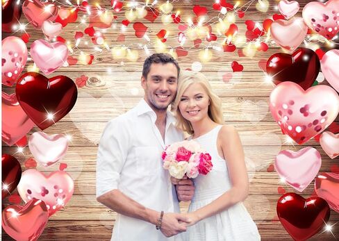 CYLYH 8x6ft Valentine's Day Backdrop Rustic Wood Backdrop Red Love Heart Valentine's Day Backdrops Photography Mother's Day Backdrops Party Bridal Shower Kid Birthday Party Decor Banner D851 in Saudi Arabia