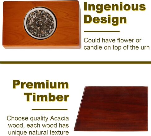Exttlliy Decorative Urns Earns for Ashes Handmade Solid Wooden Urn for Ashes for Men Memorial Magnetic Funeral Cremation Urn Human Ashes Adult Female with Ceramic Pot and Cotton Bag in Kuwait