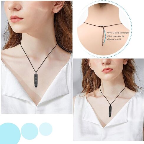 Oinsi Double-Side Engraving Cross &Mom/Dad/Son Keepsake Jewelry -Black Bullet Cremation Urn Necklace for Ashes in Saudi Arabia