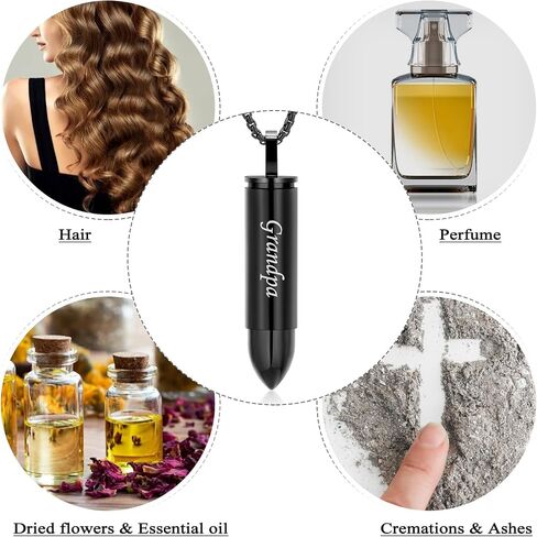 Oinsi Double-Side Engraving Cross &Mom/Dad/Son Keepsake Jewelry -Black Bullet Cremation Urn Necklace for Ashes in Saudi Arabia