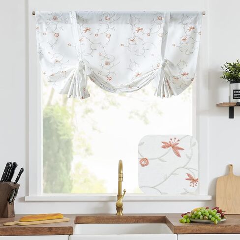 jinchan Moroccan Printed Tie Up Shade Curtains Rod Pocket Drapes Multicolor Medallion Flax Living Room's Small Window Curtains 1 Panel 54 Inch Length Blue on Beige in Saudi Arabia