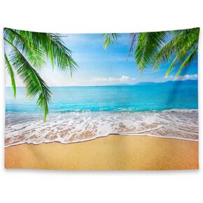 KULUSSY Summer Beach Theme Tapestry Wall Hanging 80x60 inches Palm Trees Ocean Sea Beach Wave Scenery Wall Art Tropical Nature Tapestry Holiday Home Decor for Bedroom Living Room in Saudi Arabia