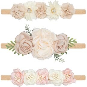 WNYUJOY طفلة الأزهار Headbands النايلون زهرة عصابات الشعر 3 قطعة إكسسوارات الشعر للأطفال حديثي الولادة الرضع الصغار in Kuwait