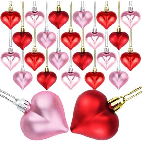 Yolyoo 24 Pieces Heart Shaped Ornaments for Valentine's Day Christmas Heart Ornaments for Home Wedding Party Hanging Decoration (Pink) in Kuwait