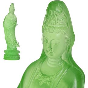 Transparent Guan Yin Statue - Handmade Resin Quan Yin Statues,Kwan Yin Statues,Quan Am Statue,Kuan Yin Statue,Guanyin Statue for Meditation Altar, Female Buddha Statue-Goddess of Mercy and Compassion