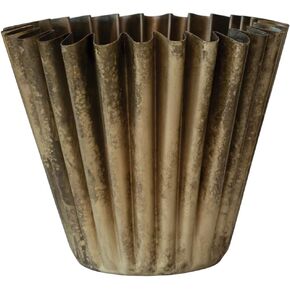 Creative Co-Op Pleated Metal Vase, Antique Brass Finish Planter in Saudi Arabia
