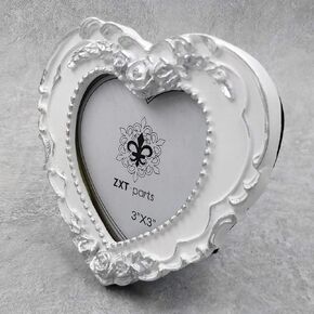 ZXT-parts 3x3 Picture Frame Heart Black and Gold Edge Frame. Resin Handmade Photo Frame. Glass Panel. Black Suede Cover.European Style Suitable for Wall or Desktop.