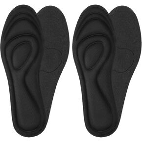 WLLHYF 2Pair Memory Foam Insoles, Shoe Insoles for Women Man Replacement Shoe Inserts Comfort Cushioning Shoe Inserts Shoe Pads Relieve Foot Pain(Black,Men8-11US)