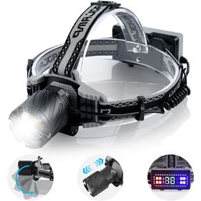 اليفا مصباح راس قابل لاعادة الشحن 100000 لومن مع 4 اوضاع اضاءة XHP99، مصباح امامي ساطع مقاوم للماء وقابل للتكبير مع شاشة عرض طاقة رقمية in Kuwait