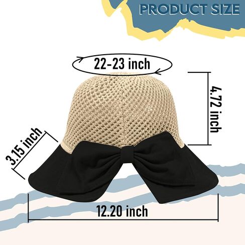 Women's Straw Sun Hat, Wide Brim UPF 50+ UV Protection, Foldable Packable Floppy Beach Hat with Bow & Chin Strap in Kuwait
