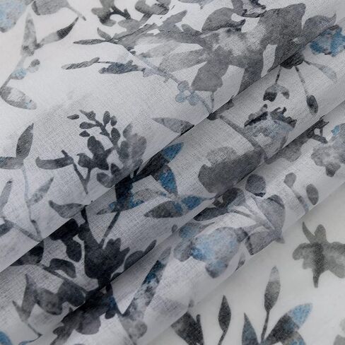 Kotile Green White Sheer Curtains, Country Branch Leaf Print Sheer Curtains 63 Inch Length for Bedroom, Rod Pocket Privacy Floral Sheer Window Curtains, 50 x 63 Inch, 2 Panels, Green in Kuwait