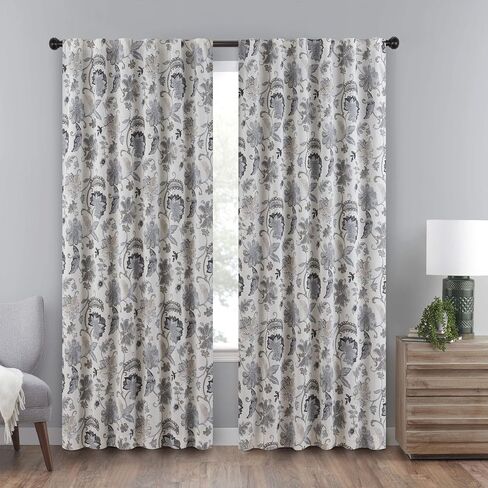 Eclipse Nina Rod Pocket Curtains for Bedroom, Single Panel, 52 in x 63 in, Black in Saudi Arabia
