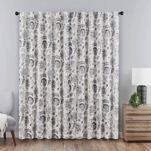Eclipse Nina Rod Pocket Curtains for Bedroom, Single Panel, 52 in x 63 in, Black in Saudi Arabia