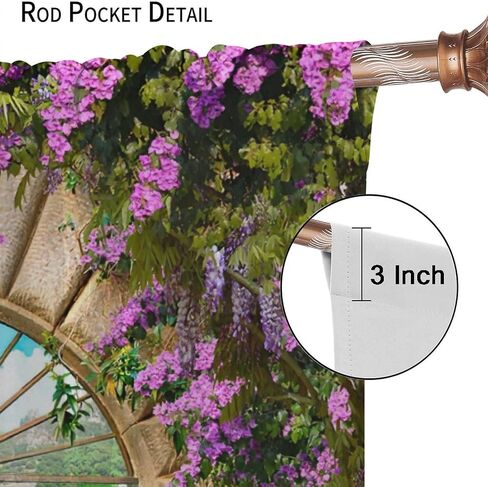 Italian Bathroom Curtains,Seaview Through Stone Arch Blackout Rod Pocket Window Drapes for Living Room Bedroom Kitchen Home Decor W42xL45in in Kuwait