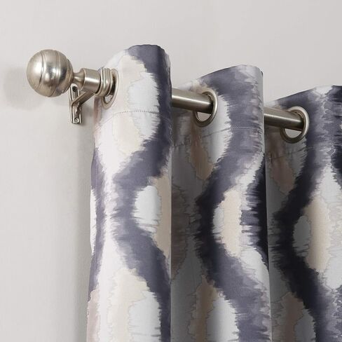 Sun Zero Burbank Watercolor Ogee Energy Efficient Grommet Curtain Panel, 54" x 84", Linen in Saudi Arabia
