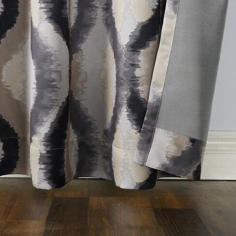 Sun Zero Burbank Watercolor Ogee Energy Efficient Grommet Curtain Panel, 54" x 84", Linen in Saudi Arabia