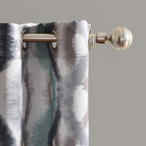 Sun Zero Burbank Watercolor Ogee Energy Efficient Grommet Curtain Panel, 54" x 84", Linen in Saudi Arabia