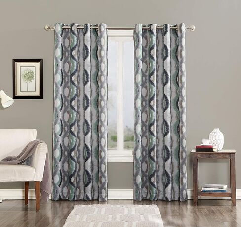 Sun Zero Burbank Watercolor Ogee Energy Efficient Grommet Curtain Panel, 54" x 84", Linen in Saudi Arabia