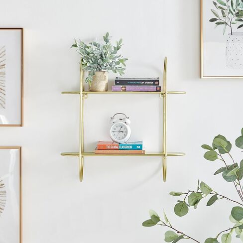 Danya B. Two-Tier Warm Gold Metal Hanging Bracket Wall Mounted Shelf in Saudi Arabia