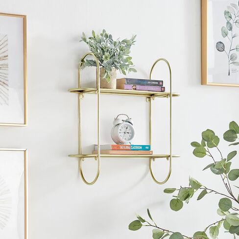 Danya B. Two-Tier Warm Gold Metal Hanging Bracket Wall Mounted Shelf in Saudi Arabia