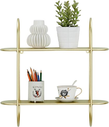 Danya B. Two-Tier Warm Gold Metal Hanging Bracket Wall Mounted Shelf in Saudi Arabia