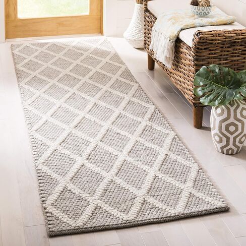 SAFAVIEH Natura Collection Runner Rug - 2'3" x 6', Ivory & Ivory, Handmade Wool & Viscose, Ideal for High Traffic Areas in Living Room, Bedroom (NAT310A) in Saudi Arabia