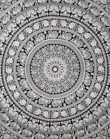 RAJRANG Black and White Round Tapestry - Cute Hippie Mandala Tapiz Cotton Bedding Bohemian Boho Bedspread Wandteppich Round 72 inches in Kuwait