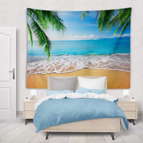 KULUSSY Summer Beach Theme Tapestry Wall Hanging 80x60 inches Palm Trees Ocean Sea Beach Wave Scenery Wall Art Tropical Nature Tapestry Holiday Home Decor for Bedroom Living Room in Saudi Arabia