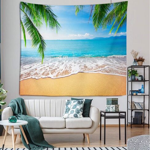 KULUSSY Summer Beach Theme Tapestry Wall Hanging 80x60 inches Palm Trees Ocean Sea Beach Wave Scenery Wall Art Tropical Nature Tapestry Holiday Home Decor for Bedroom Living Room in Saudi Arabia