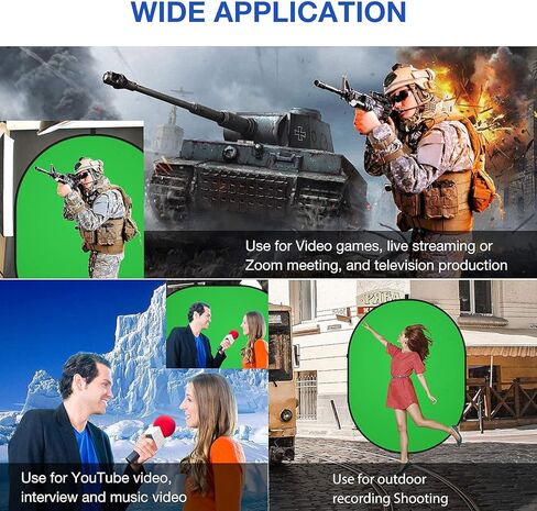 خلفية Yesker Chromakey مقاس 5 أقدام × 6.5 أقدام، شاشة خلفية 2 في 1 شاشة خضراء وشاشة زرقاء، خلفية قابلة للطي للتصوير الفوتوغرافي والألعاب والبث المباشر باللونين الأخضر والأزرق in Kuwait