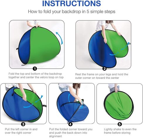 خلفية Yesker Chromakey مقاس 5 أقدام × 6.5 أقدام، شاشة خلفية 2 في 1 شاشة خضراء وشاشة زرقاء، خلفية قابلة للطي للتصوير الفوتوغرافي والألعاب والبث المباشر باللونين الأخضر والأزرق in Kuwait