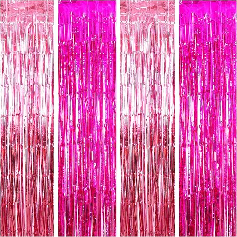 4 Pack Black and Gold Metallic Tinsel Foil Fringe Curtains 3.3×6.5 ft Photo Booth Backdrop Decor Streamers Fringe Backdrop for Birthday Wedding Engagement Baby Shower Holiday Party Decorations in Saudi Arabia