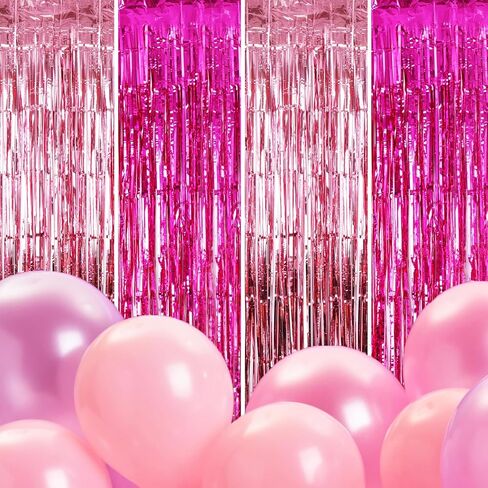 4 Pack Black and Gold Metallic Tinsel Foil Fringe Curtains 3.3×6.5 ft Photo Booth Backdrop Decor Streamers Fringe Backdrop for Birthday Wedding Engagement Baby Shower Holiday Party Decorations in Saudi Arabia