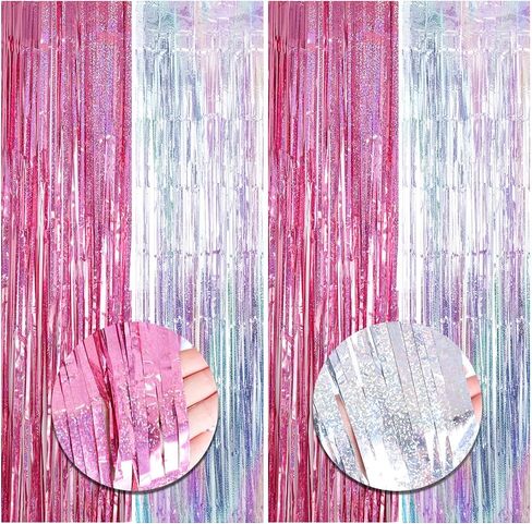 4 Pack Black and Gold Metallic Tinsel Foil Fringe Curtains 3.3×6.5 ft Photo Booth Backdrop Decor Streamers Fringe Backdrop for Birthday Wedding Engagement Baby Shower Holiday Party Decorations in Saudi Arabia