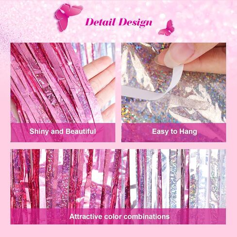 4 Pack Black and Gold Metallic Tinsel Foil Fringe Curtains 3.3×6.5 ft Photo Booth Backdrop Decor Streamers Fringe Backdrop for Birthday Wedding Engagement Baby Shower Holiday Party Decorations in Saudi Arabia