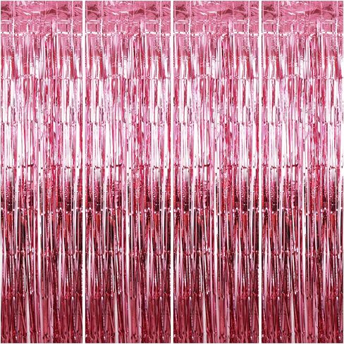 4 Pack Black and Gold Metallic Tinsel Foil Fringe Curtains 3.3×6.5 ft Photo Booth Backdrop Decor Streamers Fringe Backdrop for Birthday Wedding Engagement Baby Shower Holiday Party Decorations in Saudi Arabia