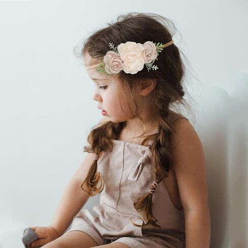 WNYUJOY طفلة الأزهار Headbands النايلون زهرة عصابات الشعر 3 قطعة إكسسوارات الشعر للأطفال حديثي الولادة الرضع الصغار in Kuwait