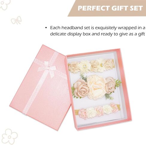 WNYUJOY طفلة الأزهار Headbands النايلون زهرة عصابات الشعر 3 قطعة إكسسوارات الشعر للأطفال حديثي الولادة الرضع الصغار in Kuwait