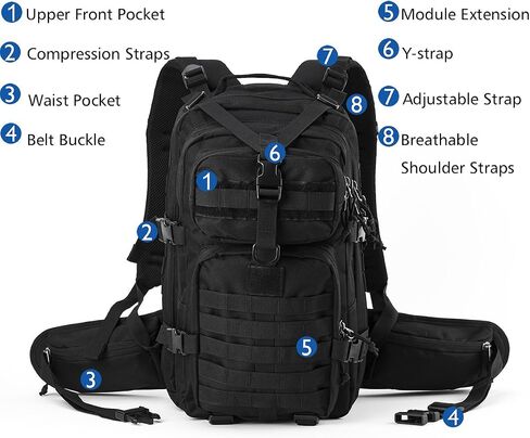 Gelindo 35L Tactical Hunting Backpacks - Military Molle Backpack Survival Bag - Small Tactical Backpack with Molle System for Men in Kuwait