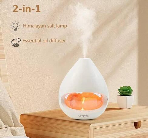 Monademo Himalayan Salt diffusers for Essential Oils 2-in-1 Aromatherapy & Himalayan Salt lamp for Bedroom Home Office- Enhance Your Space with Soothing Fragrance(White) in Saudi Arabia