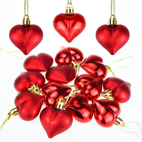 Yolyoo 24 Pieces Heart Shaped Ornaments for Valentine's Day Christmas Heart Ornaments for Home Wedding Party Hanging Decoration (Pink) in Kuwait